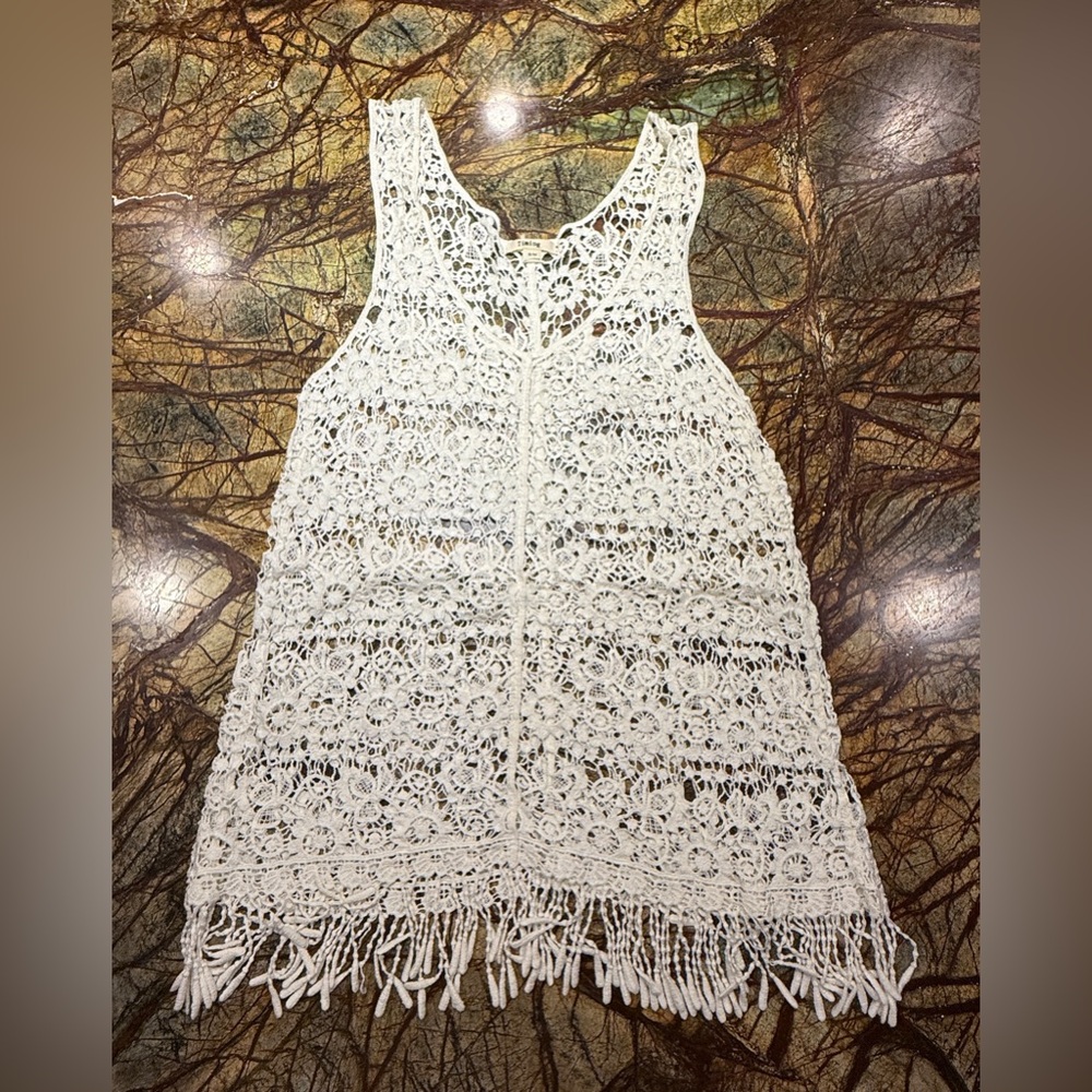 Timing White Crochet Mini Dress